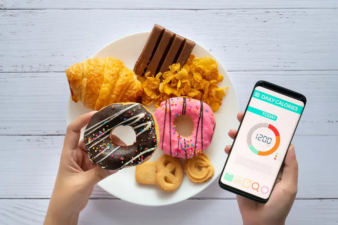 Image d'un téléphone permettant d'évaluer les calories des aliments avant de les manger.