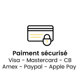 Icône d'une carte de crédit avec un cadenas, indiquant que les paiements sont sécurisés et les achats de Miraculine contenu dans la poudre de baie Miracle vendue par Mira® sont acceptés en Visa, Mastercard, CB, Amex, PayPal et Apple Pay.