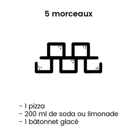 Image montrant les aliments du quotidien contenant 5 carreaux de sucre.